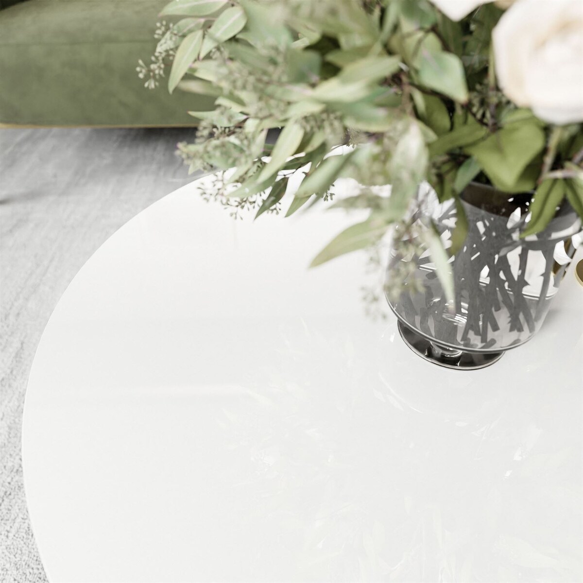 Okrągły stolik kawowy LORI czarny białe szkło