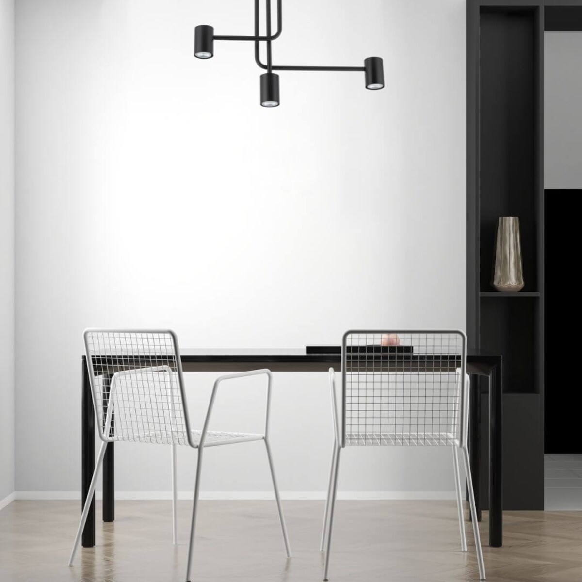 3-punktowa lampa sufitowa Luis czarny plafon nad stół