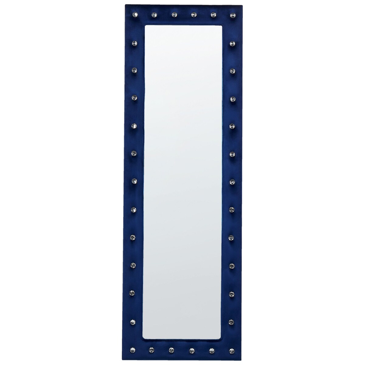 Lustro stojące welurowe 50 x 150 cm niebieskie ANSOUIS