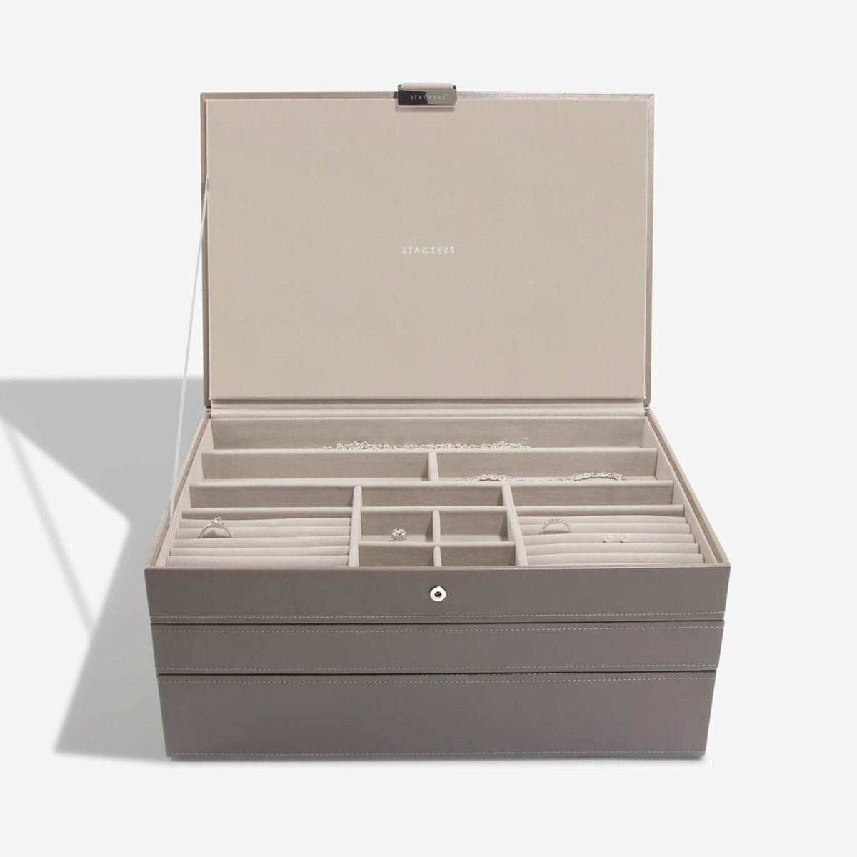 Szkatułka na biżuterię Stackers potrójna supersize brązowoszara