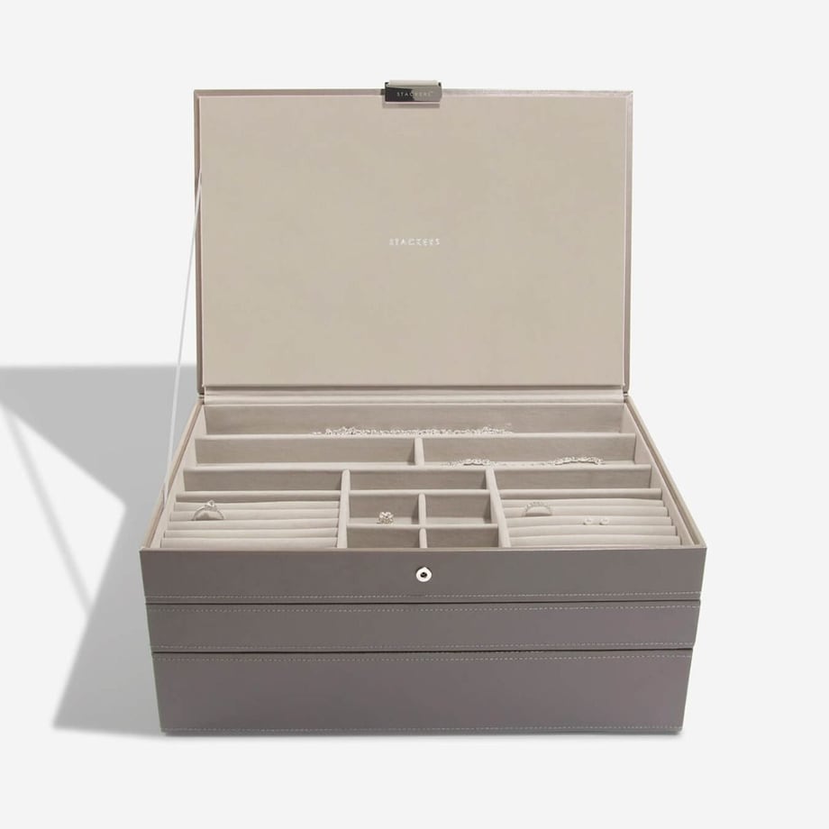 Szkatułka na biżuterię Stackers potrójna supersize brązowoszara