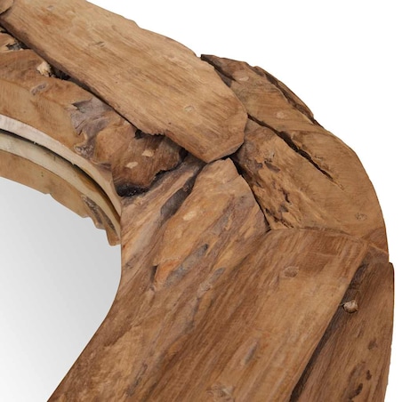 vidaXL Lustro dekoracyjne, drewno tekowe, 80 cm, okrągłe