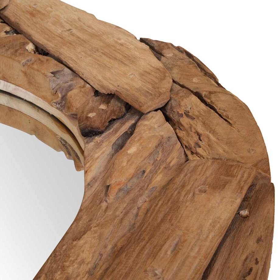 vidaXL Lustro dekoracyjne, drewno tekowe, 80 cm, okrągłe