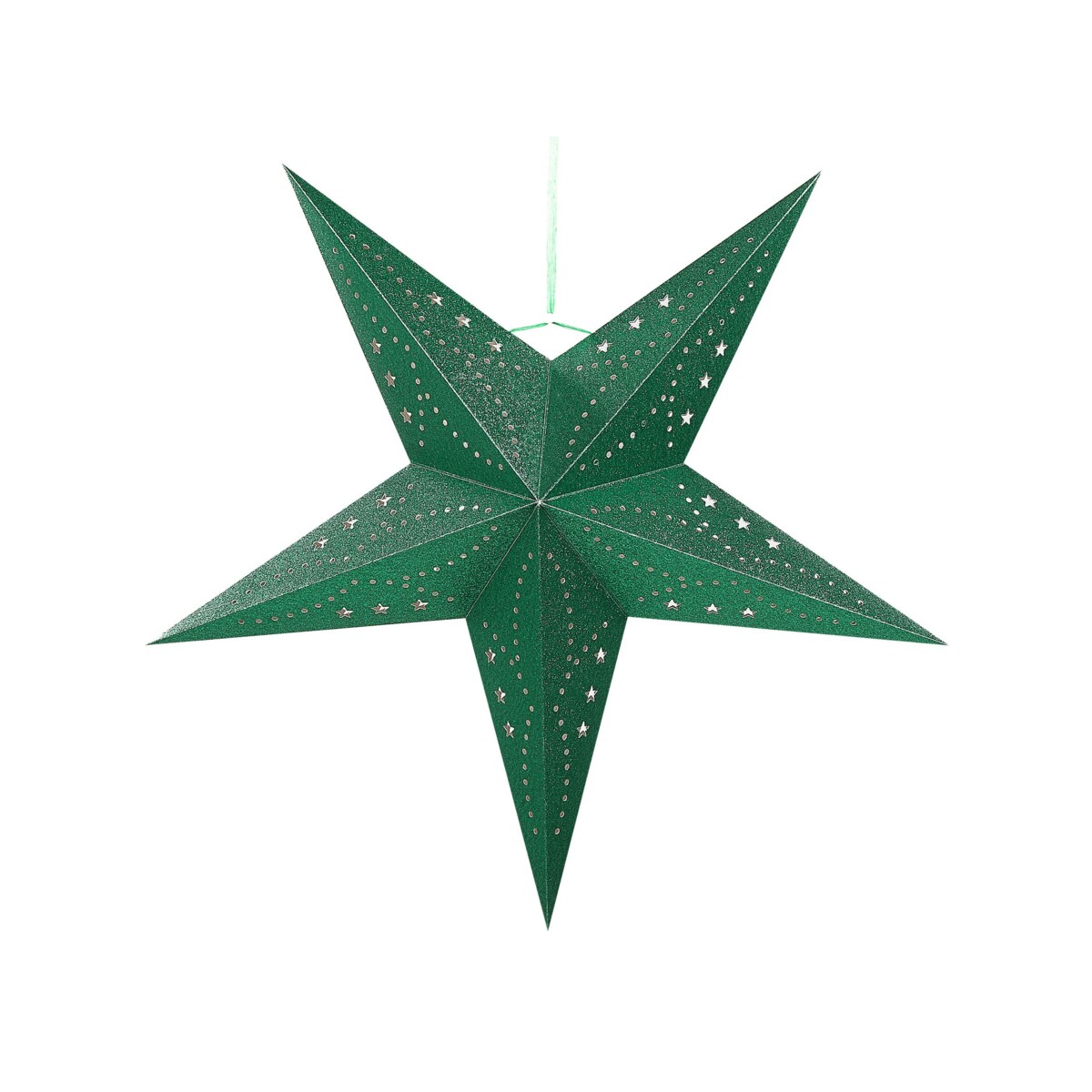 Zestaw 2 wiszących gwiazd brokatowych LED 60 cm zielony MOTTI