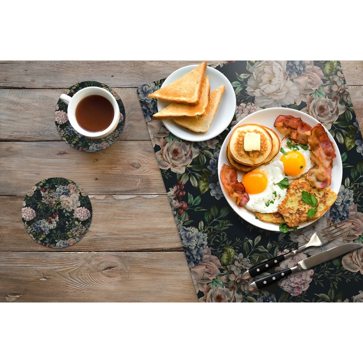 Komplet mat pod talerz Retro kwiaty, 6 szt. 45x30cm