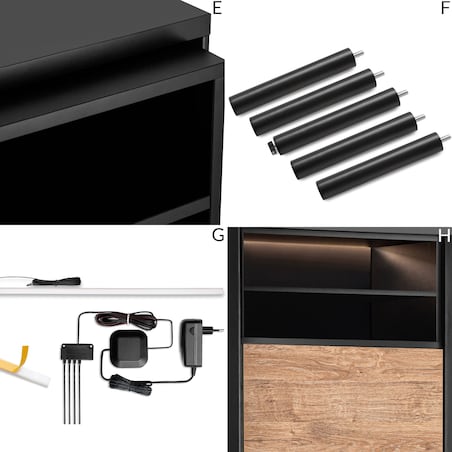 KONSIMO LOFTY Regał loft z ryflowaniem