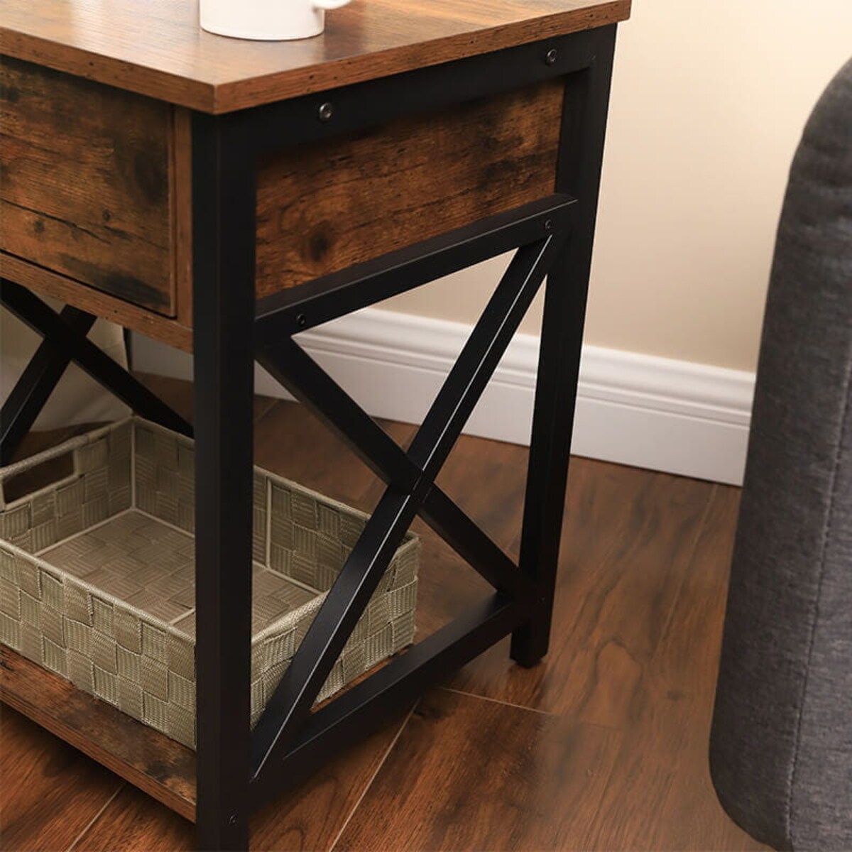 Stolik Szafka do sypialni, salonu, prostokątna drewniana