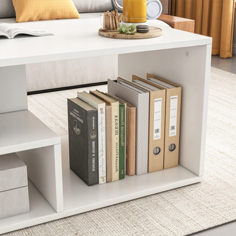 Ława stolik biały kawowy nowoczesny z półką do salonu pokój loft duży 90 cm