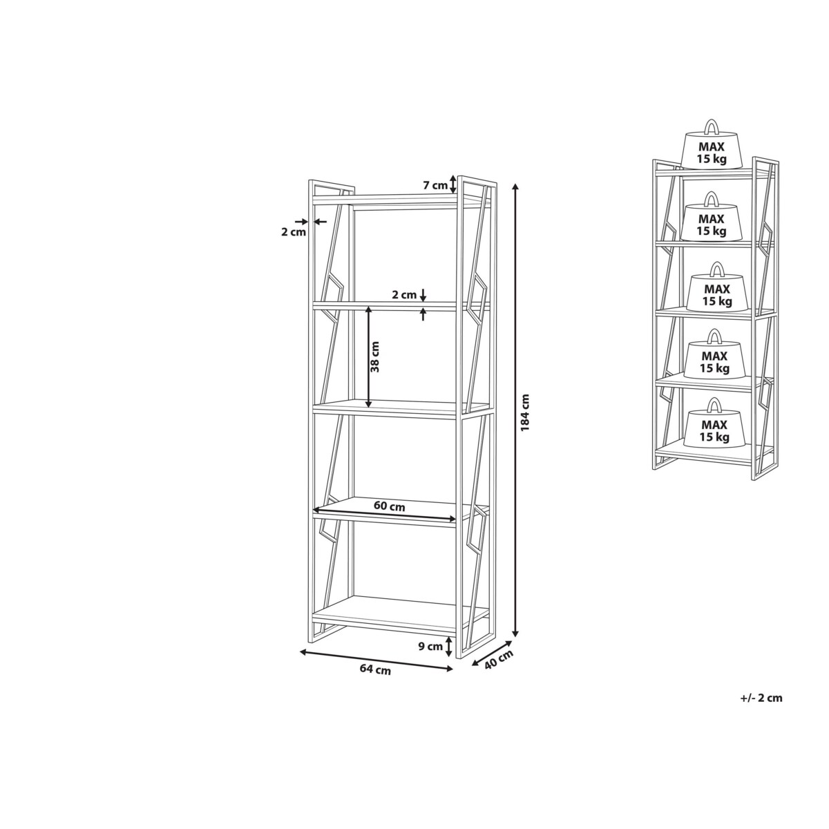 Regał 5 półek ciemne drewno FORRES