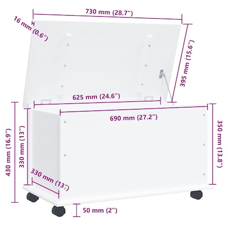 vidaXL Skrzynia do przechowywania ALTA, kółka, 73x39,5x43 cm, sosnowa