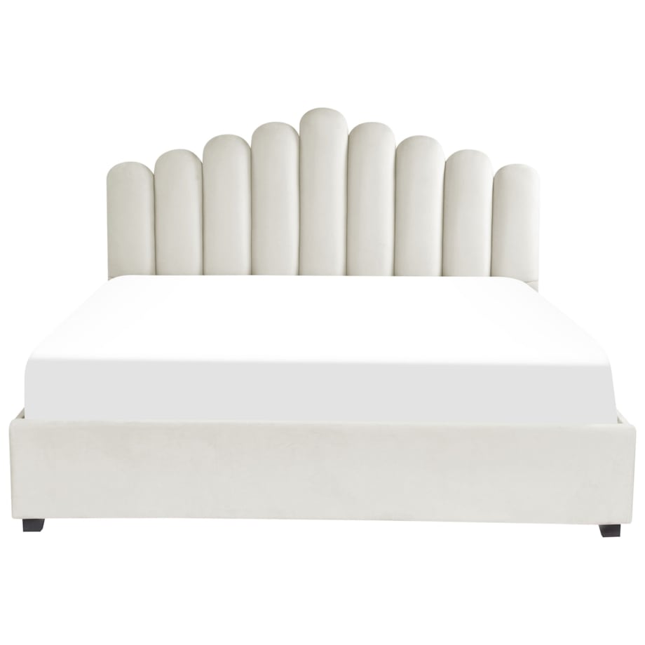Łóżko z pojemnikiem welurowe 180 x 200 cm złamana biel VINCENNES