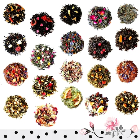 ZESTAW PREZENTOWY UPOMINKOWY BOX NA DZIEŃ MATKI URODZINY DLA MAMY TEŚCIOWEJ - MIX 20 RÓŻNYCH HERBAT SYPANYCH LIŚCIASTYCH