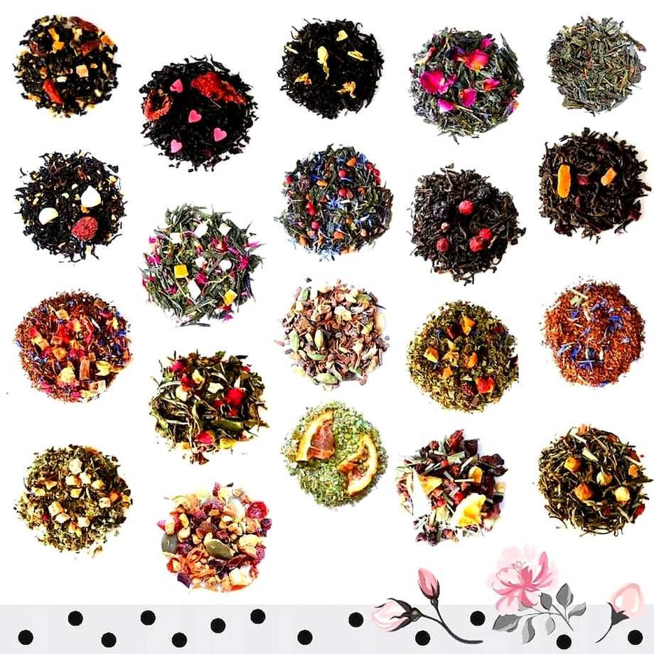 ZESTAW PREZENTOWY UPOMINKOWY BOX NA DZIEŃ MATKI URODZINY DLA MAMY TEŚCIOWEJ - MIX 20 RÓŻNYCH HERBAT SYPANYCH LIŚCIASTYCH