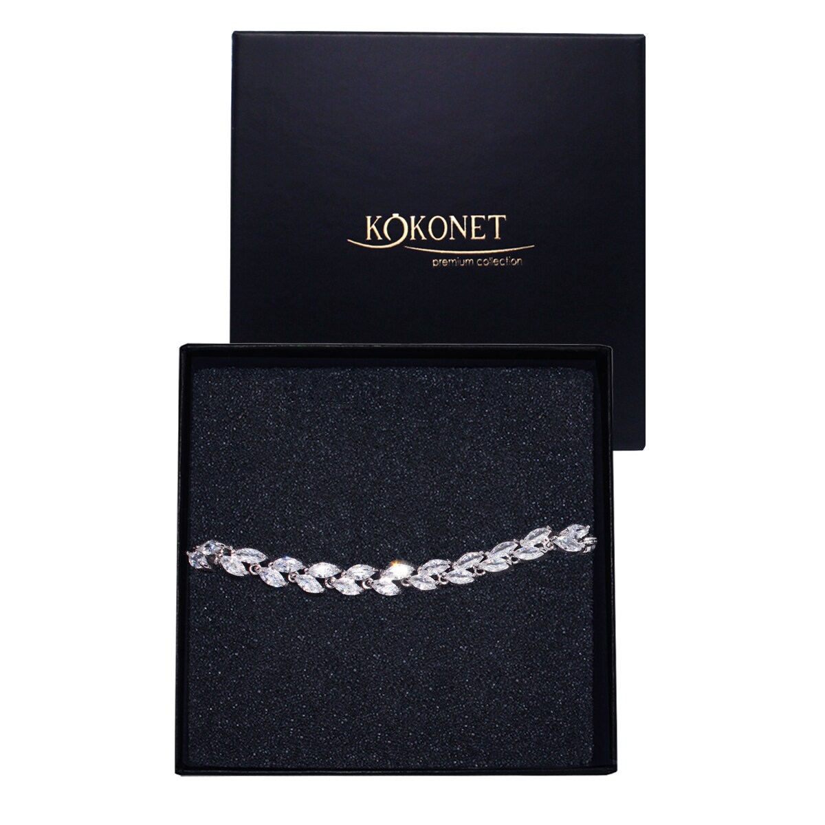 BRANSOLETKA ślubna PREMIUM cubic AAA srebrna