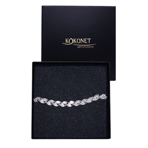 BRANSOLETKA ślubna PREMIUM cubic AAA srebrna