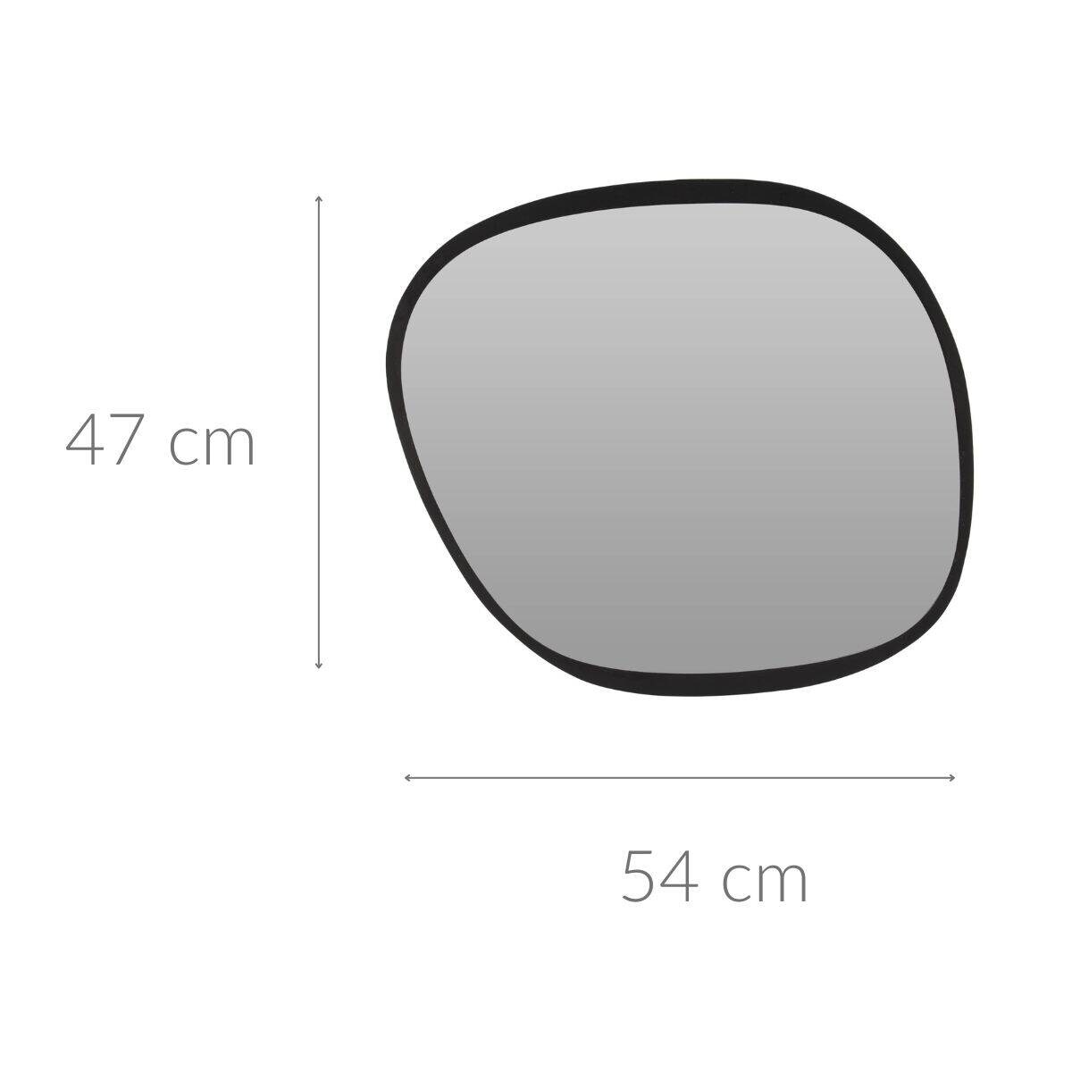 Lustro o organicznym kształcie, czarna rama, 54 x 47 cm