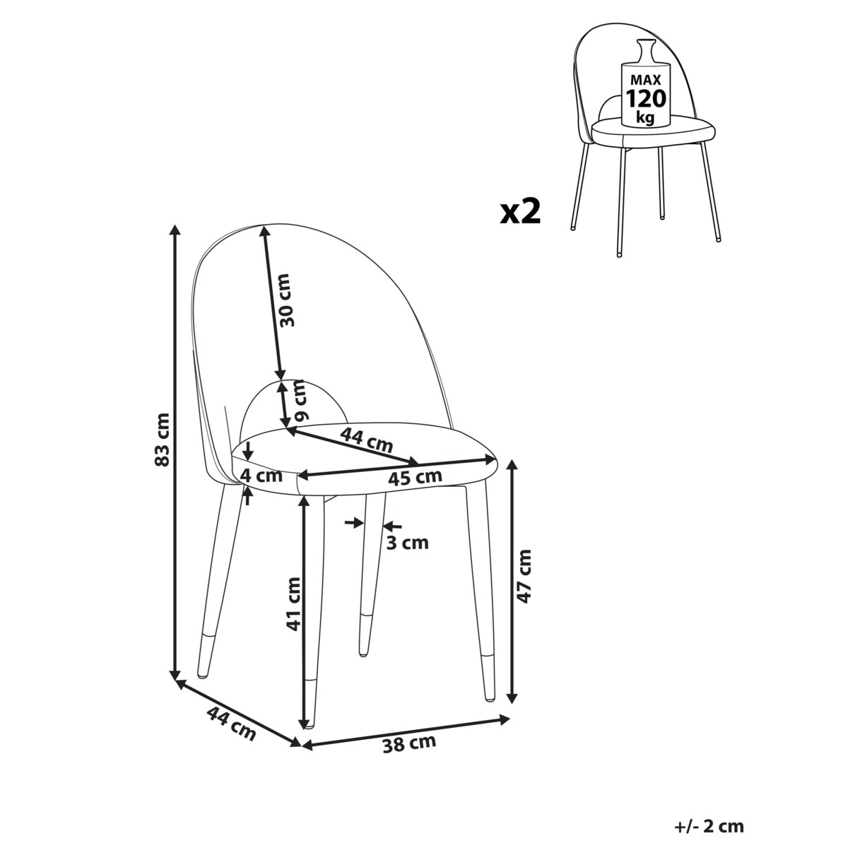 Zestaw 2 krzeseł do jadalni welurowy czarny MAGALIA