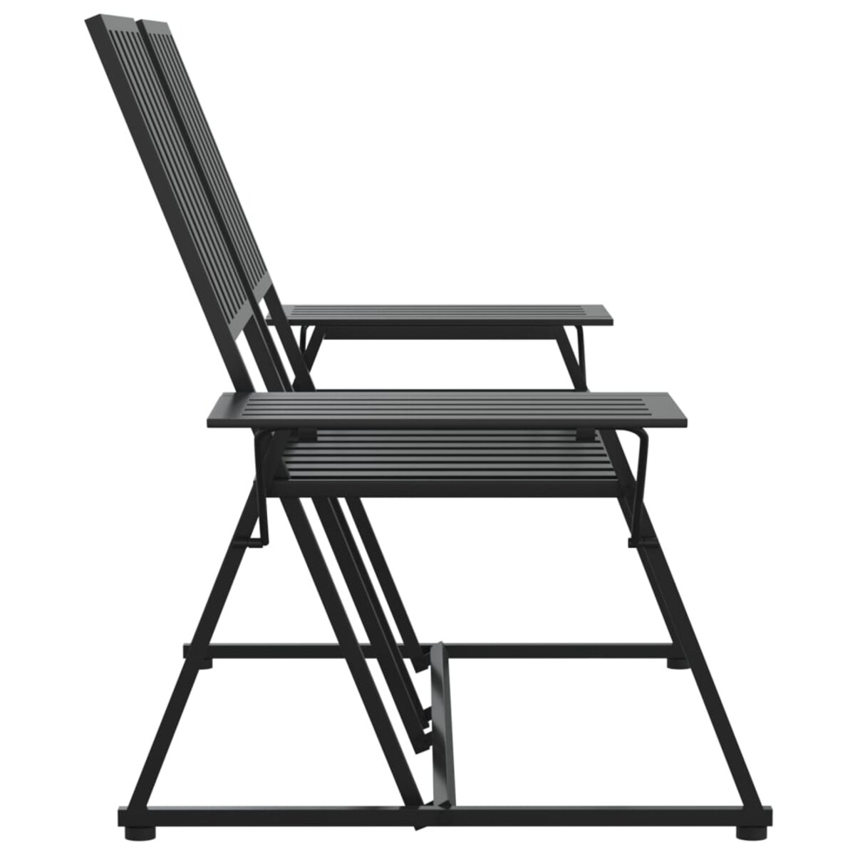 vidaXL Ławka ogrodowa dla 2 osób, 165 cm, czarna, stalowa