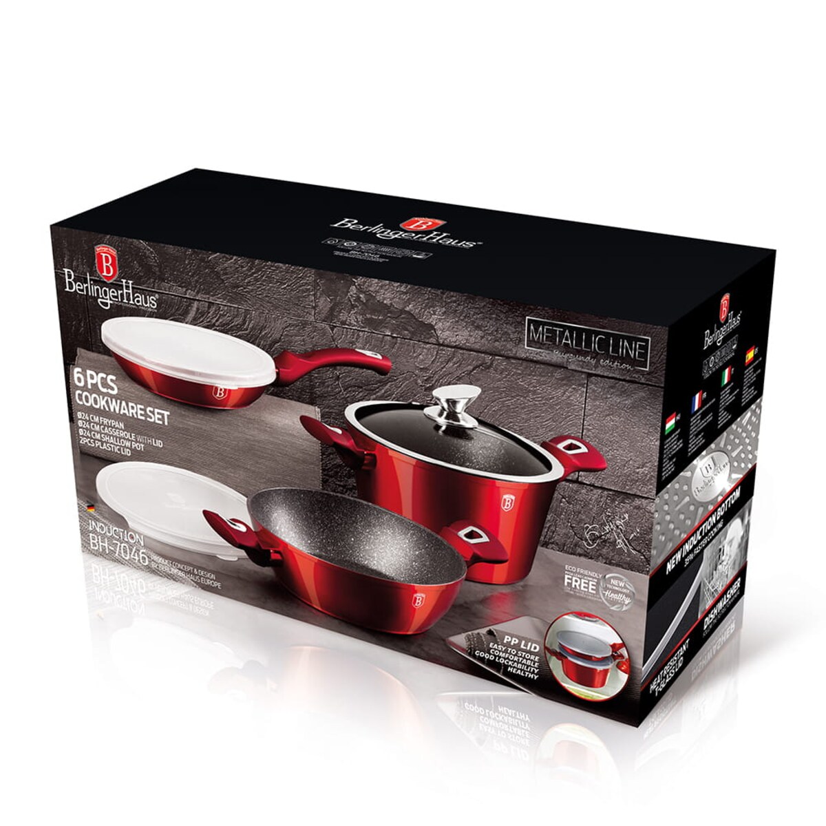 Komplet garnków 6-ele 24cm BERLINGER HAUS Metallic Burgundy