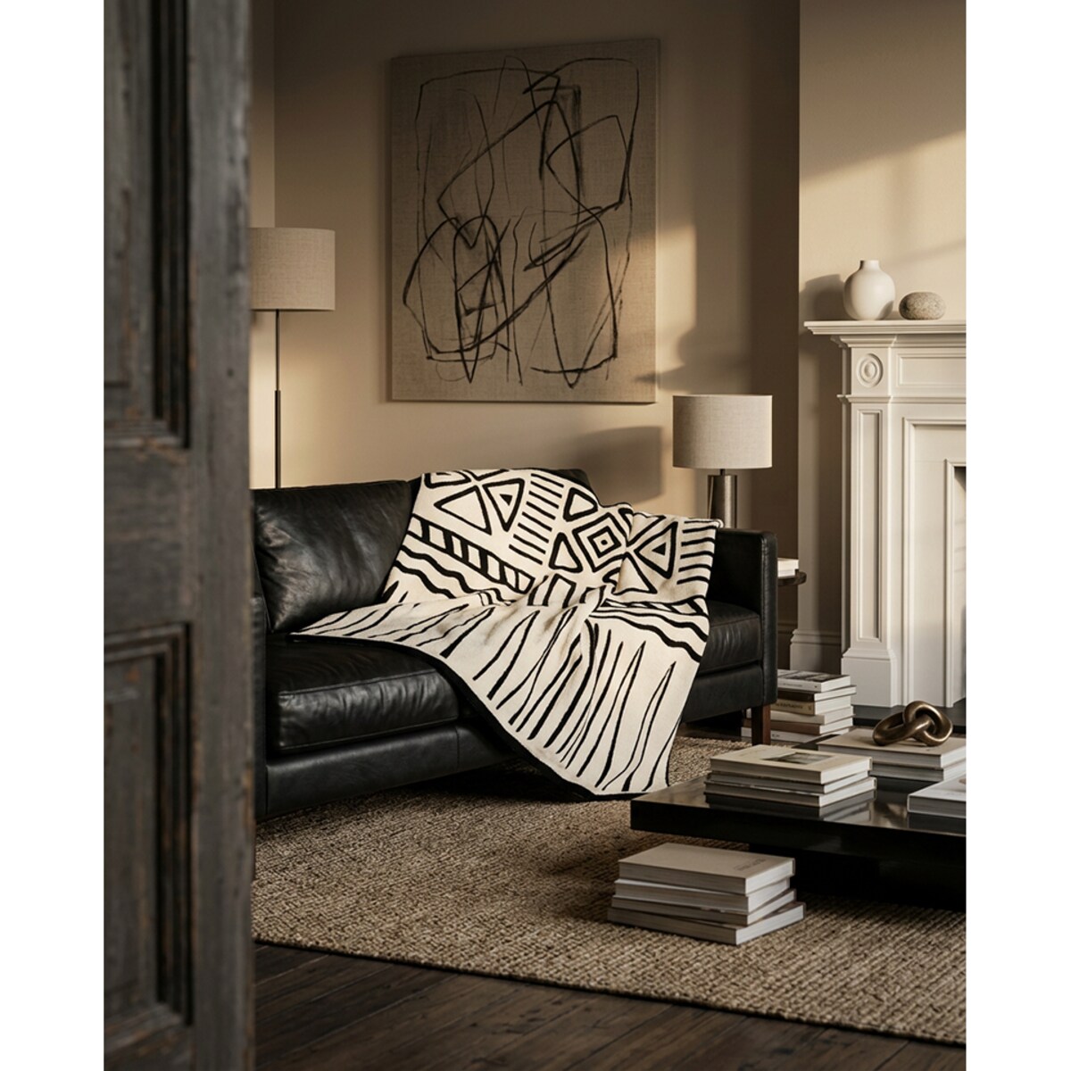 Narzuta pled SHP CORDE 230x180 beżowy czarny