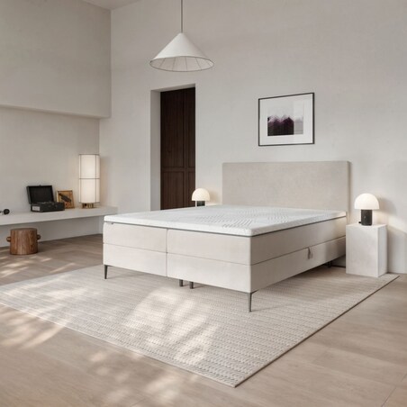 Mesonica Łóżko Kontynentalne Bufo, beżowe 180x200, materac nawierzchniowy 180x200 wys: 5 cm