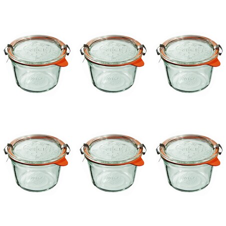 Słoik mold 370 ml z Pokrywą, Uszczelką i Zapinkami 6 szt. Weck