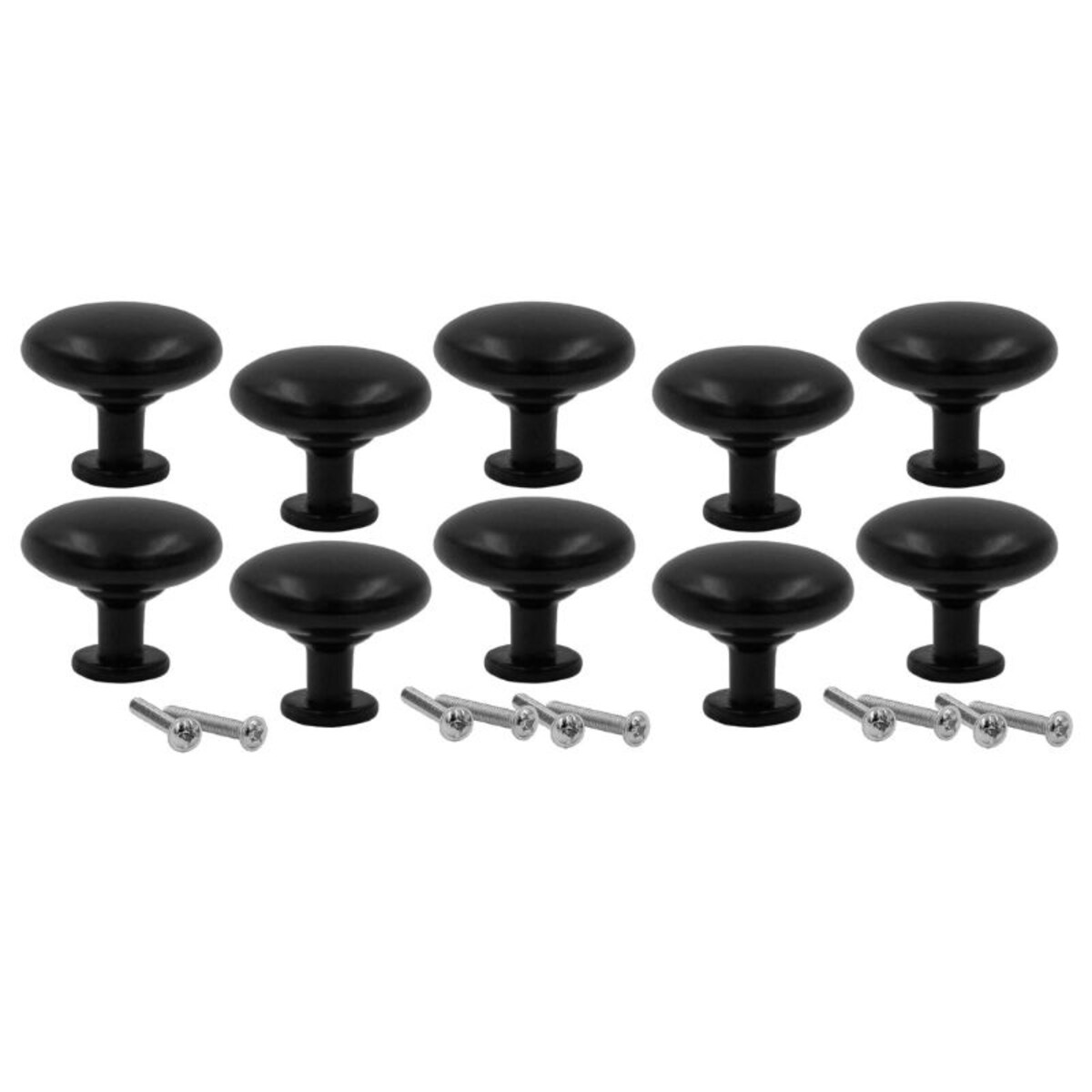 10x Gałka do mebli czarna uchwyt meblowy klasyczny zestaw 28 mm