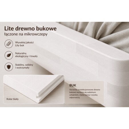 Łóżko lewitujące drewniane bukowe Visby LENA FLAT bez szafek / 160x200 cm, kolor biały