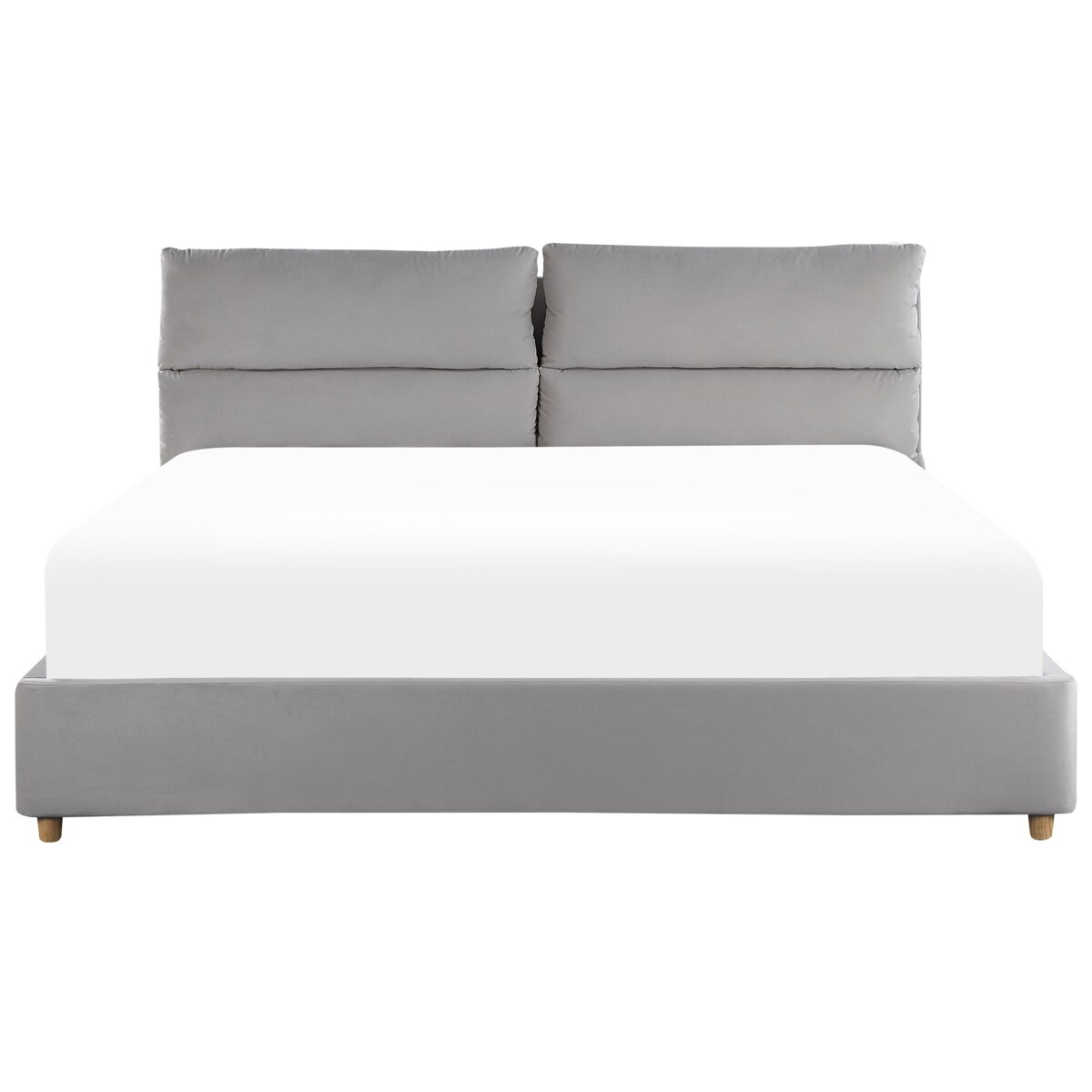 Łóżko z pojemnikiem welurowe 180 x 200 cm jasnoszare BATILLY