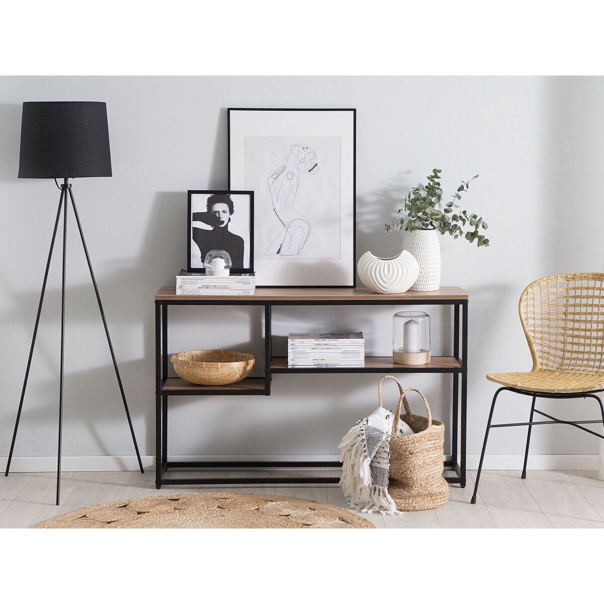 Konsola ciemne drewno z czarnym BELMONT