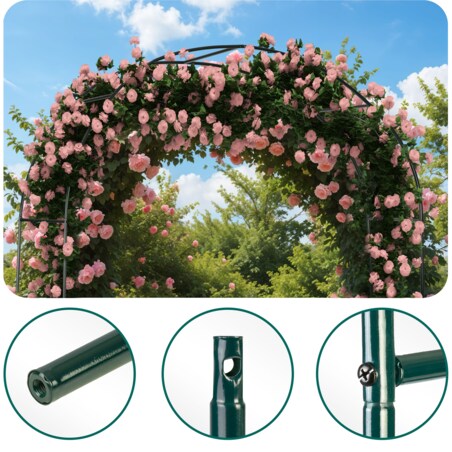 Pergola ogrodowa zielona łuk na kwiaty 240x140cm + kotwy Plonos