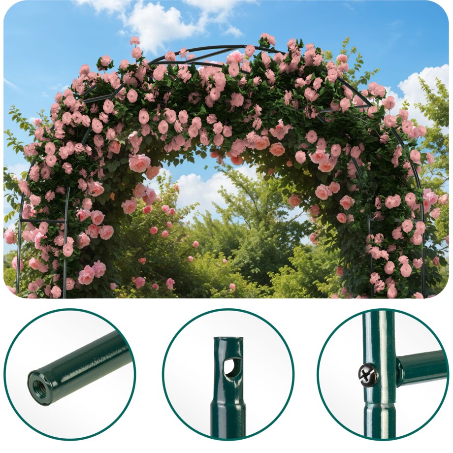 Pergola ogrodowa zielona łuk na kwiaty 240x140cm + kotwy Plonos