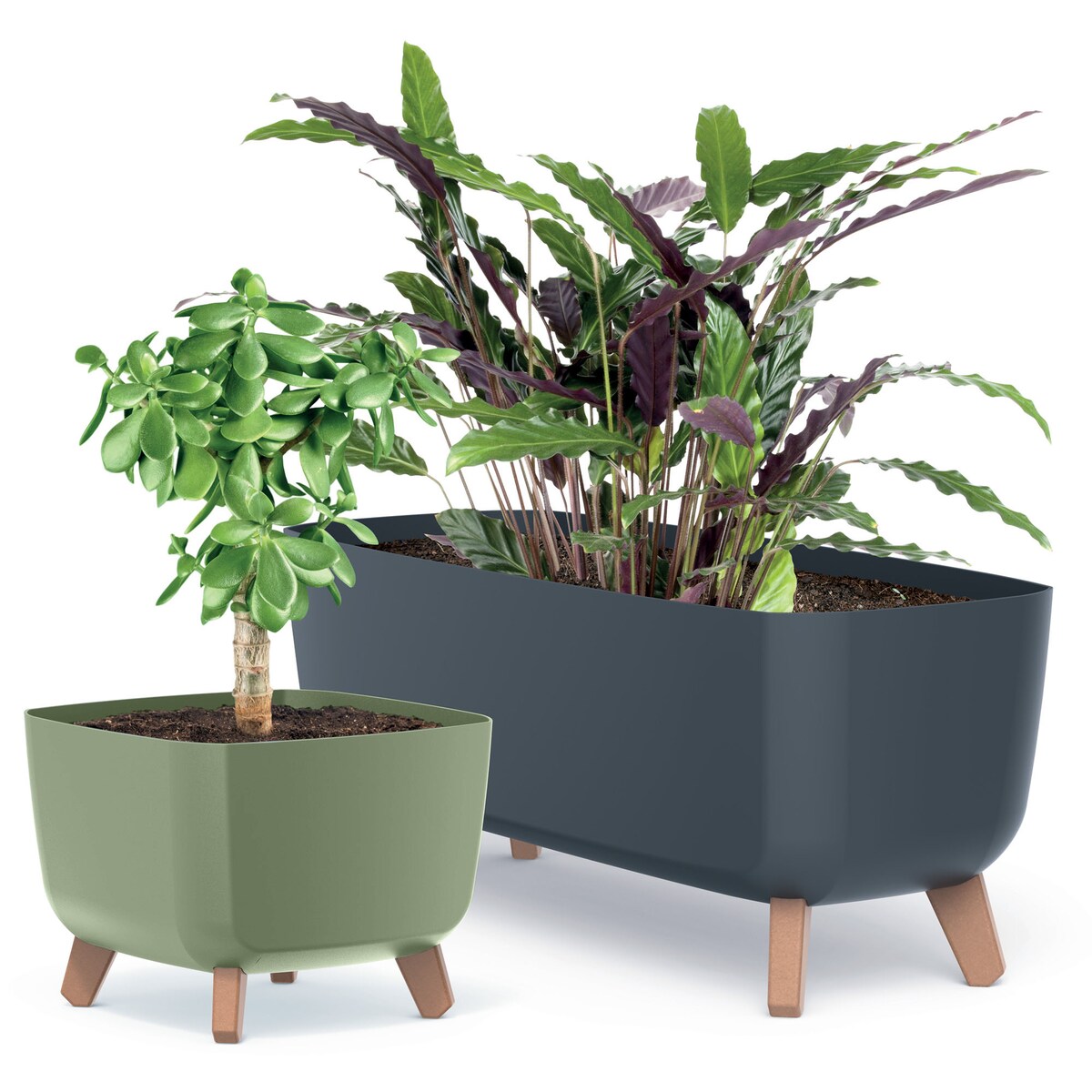 Doniczka Donica Ogrodowa 39 Cm Na Nóżkach Dekoracyjna Zielony