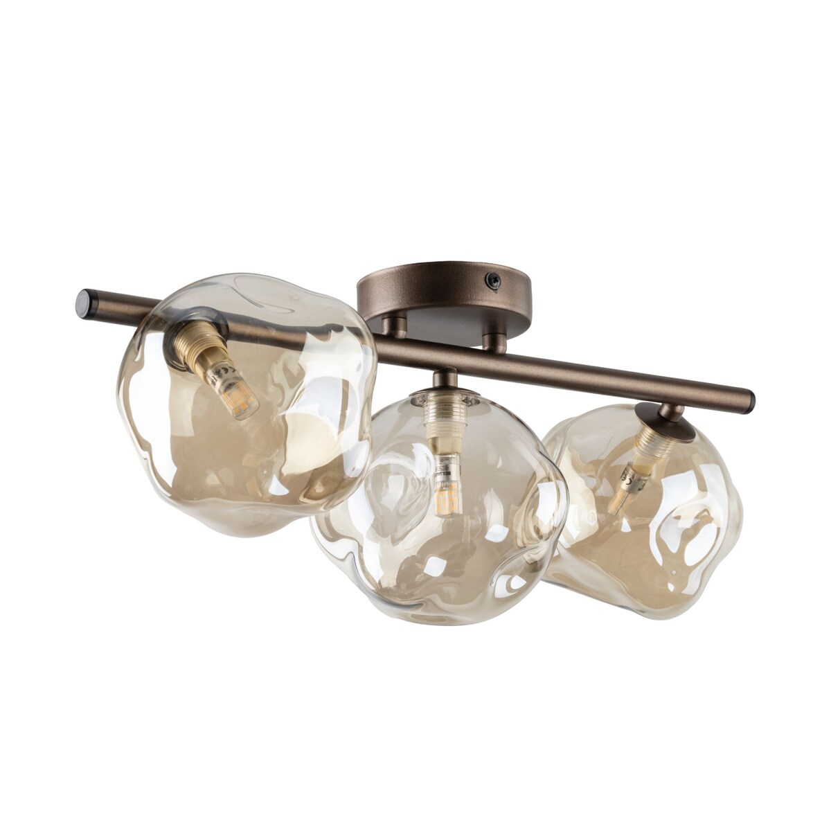 Lampa sufitowa TK Lighting LAVA BROWN 11035 brązowo-bursztynowa 3xG9 glamour do salonu i jadalni