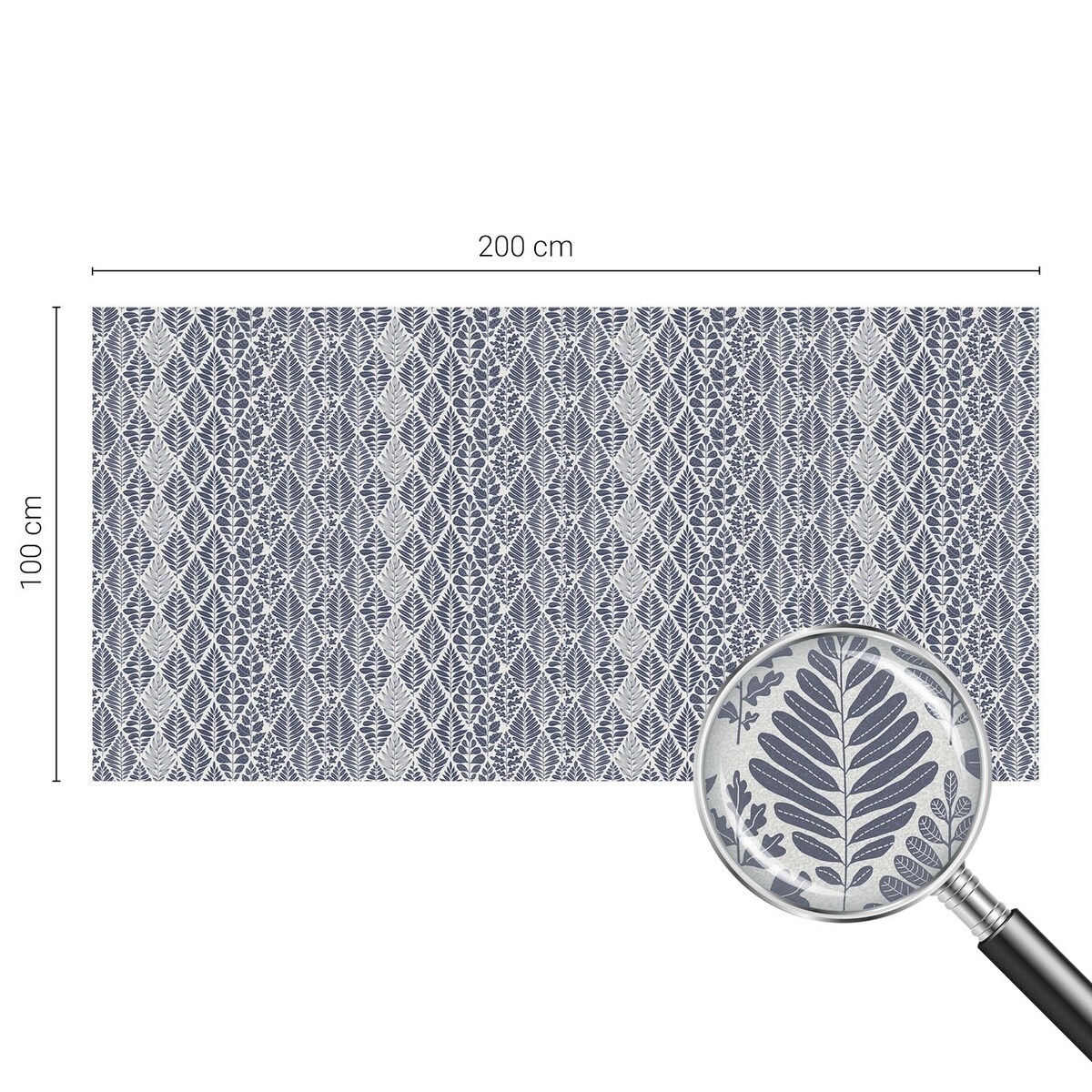 Witraż samoprzylepny dekoracyjny - Niebiesko-szare liście tapeta klasyczna - 200x100 cm