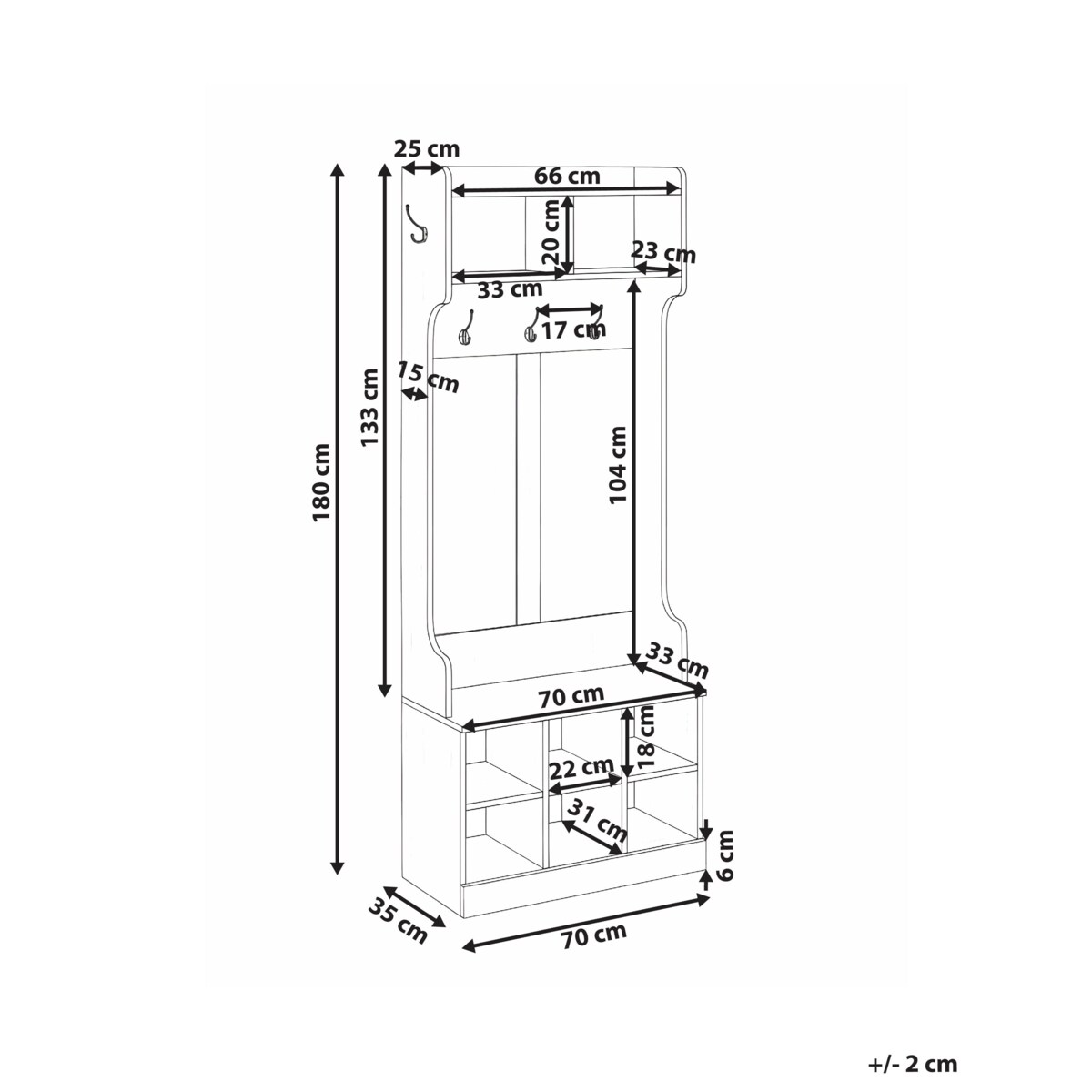 Szafka na buty z wieszakiem GINDAGAI Jasnobrązowy