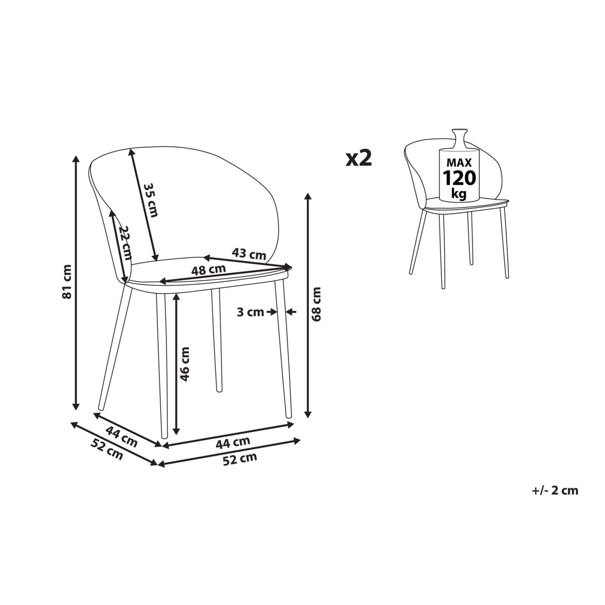 Zestaw 2 krzeseł do jadalni biały BLAYKEE