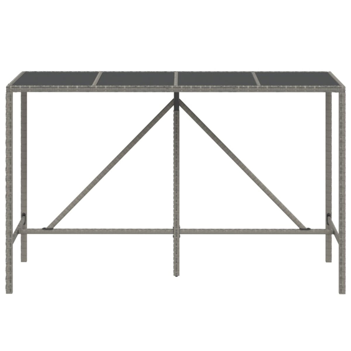 vidaXL Stolik barowy ze szklanym blatem, szary, 180x70x110 cm