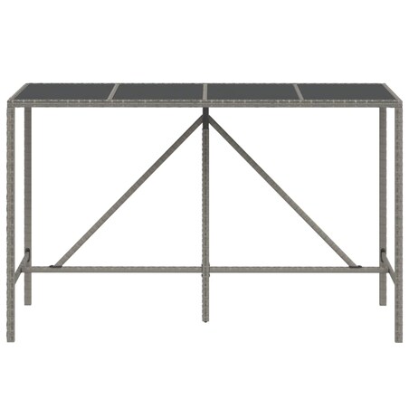 vidaXL Stolik barowy ze szklanym blatem, szary, 180x70x110 cm