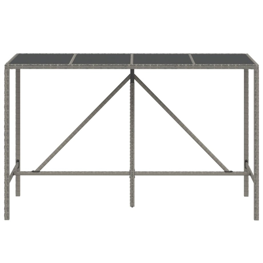 vidaXL Stolik barowy ze szklanym blatem, szary, 180x70x110 cm