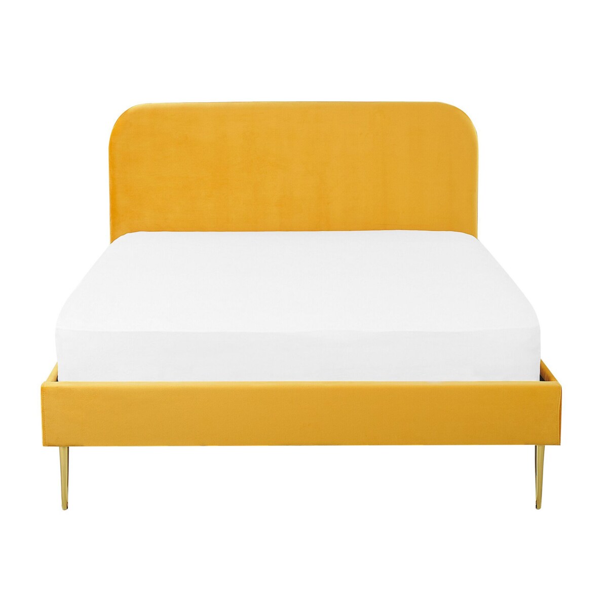 Łóżko welurowe 140 x 200 cm żółte FLAYAT