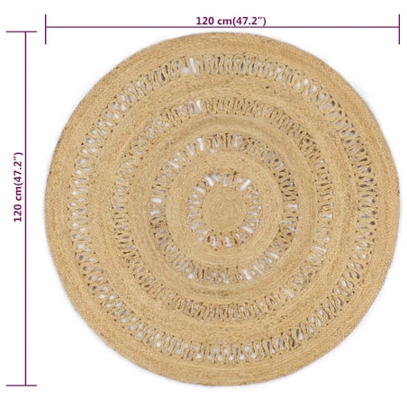 vidaXL Dywan ręcznie wypleciony z juty, 120 cm