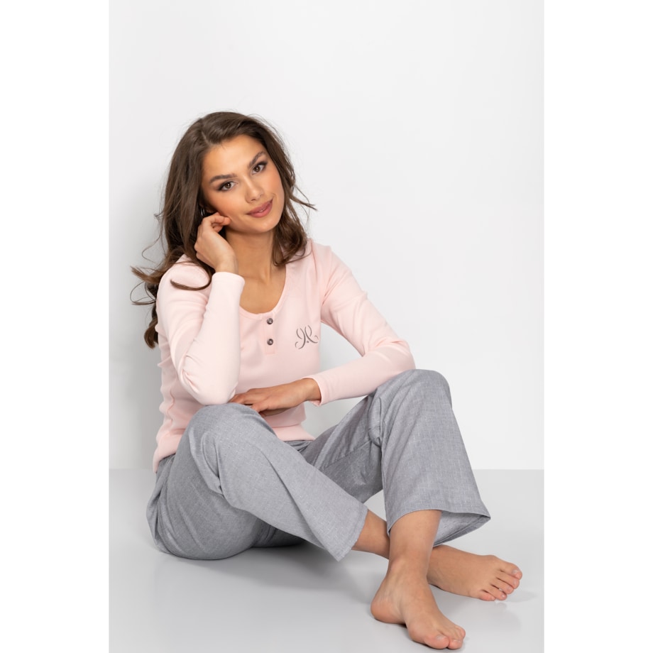 Piżama Linda Pink-Grey, S