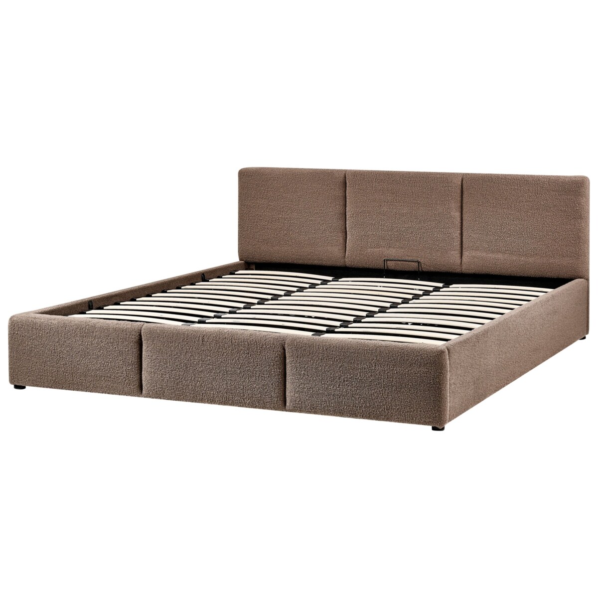 Łóżko z pojemnikiem Boucle BOUSSE 180 x 200 cm Beżowoszary