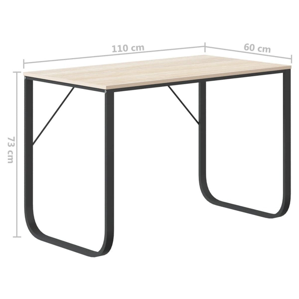 vidaXL Biurko komputerowe, czarno-dębowe, 110x60x73 cm, płyta wiórowa