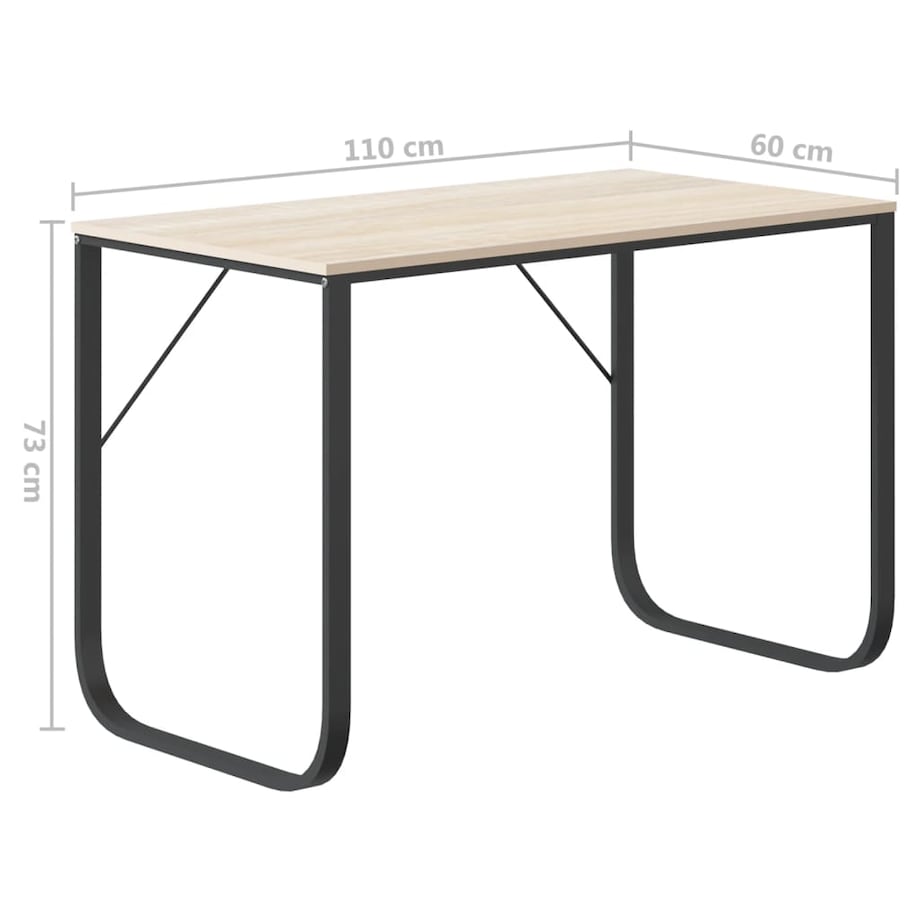 vidaXL Biurko komputerowe, czarno-dębowe, 110x60x73 cm, płyta wiórowa