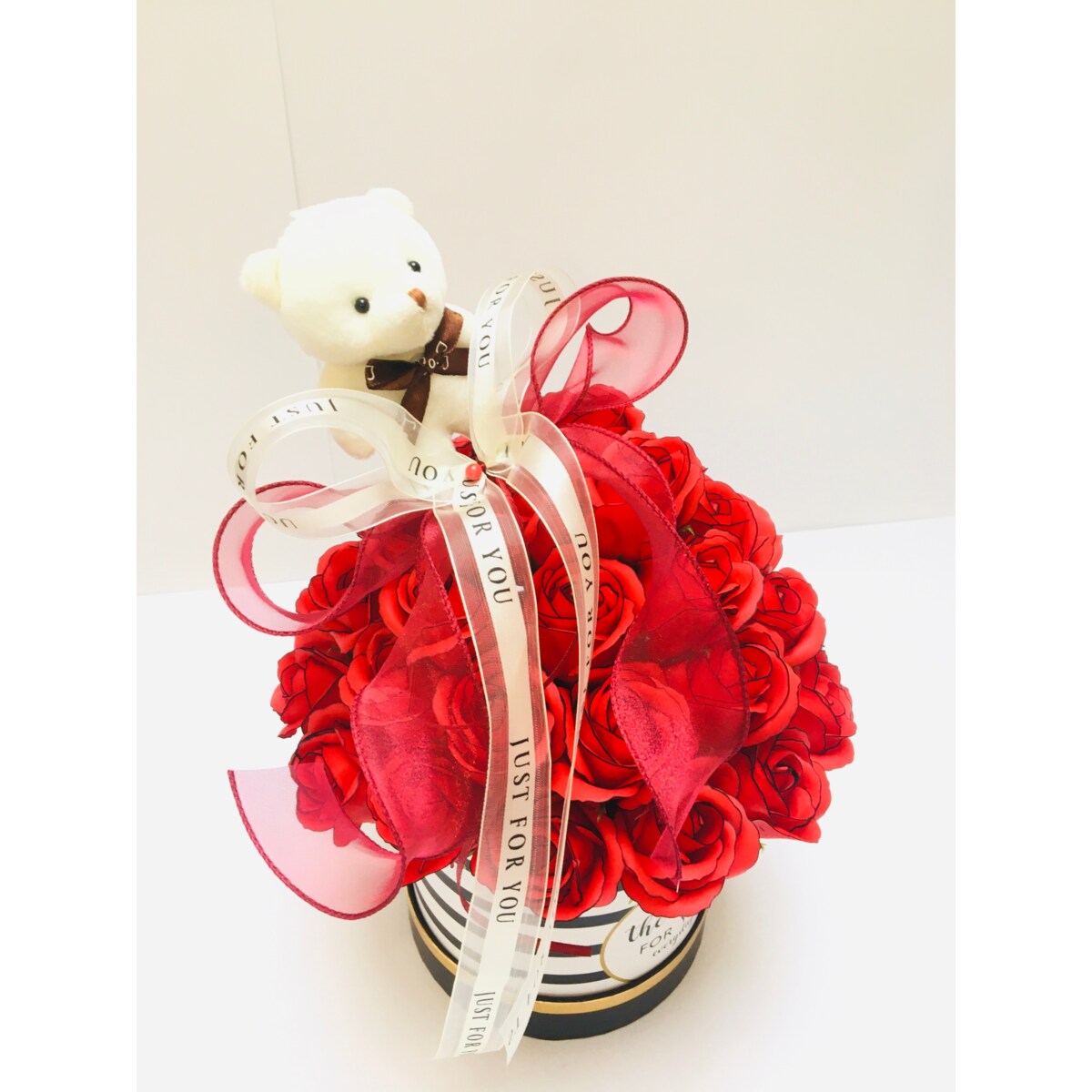 FLOWER BOX DUŻY pachnie kwiaty mydlane róża miś na urodziny dzień kobiet 18