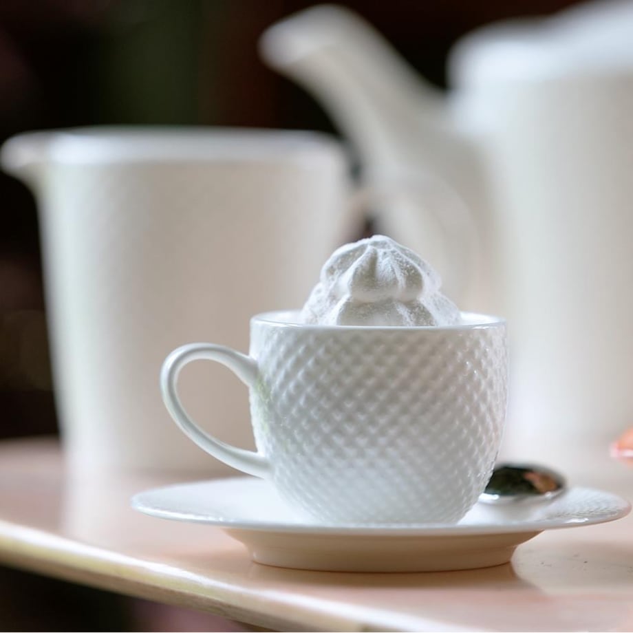 VILLA ITALIA Filiżanka do espresso porcelanowa 100 ml ze spodkiem BARI WHITE