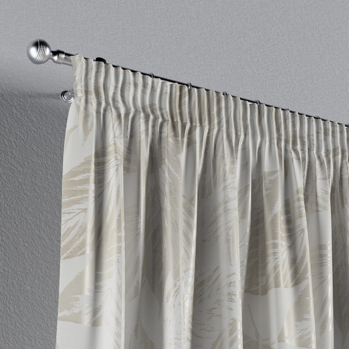 Zasłona na taśmie marszczącej 1 szt. 130x245 szaro-beżowe liście