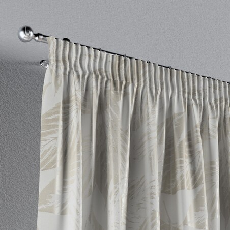 Zasłona na taśmie marszczącej 1 szt. 130x245 szaro-beżowe liście